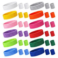 36 Pcs Neon Sweatbands 12 Headbands 24 Wristbands 80s 90s Party Set