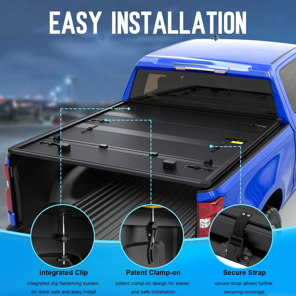 6.5FT FRP Hard Truck Bed Tonneau Cover For 88-02 Chevy GMC C/K 1500 2500 4-Fold - Изображение 4 из 4