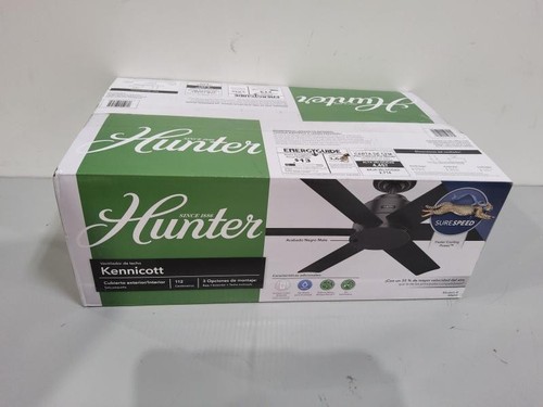 New Hunter Kennicott 44” Matte Black Indoor Outdoor Ceiling Fan 59613 - Picture 3 of 3