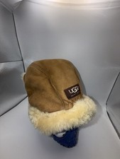UGG Australia Shearling Suede Kids Winter Hat in Chestnut