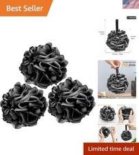 XL 75g Charcoal Shower Sponge Scrubber Loofah 3 Pack -Exfoliate Mesh Pouf