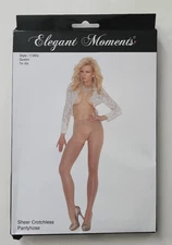 new ELEGANT MOMENTS sheer CROTCHLESS PANTYHOSE #1726Q beige SZ queen (1x-3x)