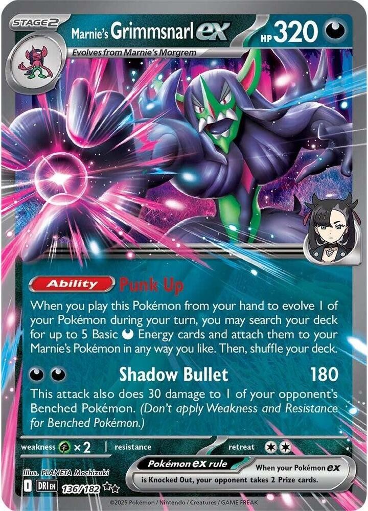 Marnie's Grimmsnarl ex 136/182 Holo Double Rare Pokemon SV10: Destined Rivals NM