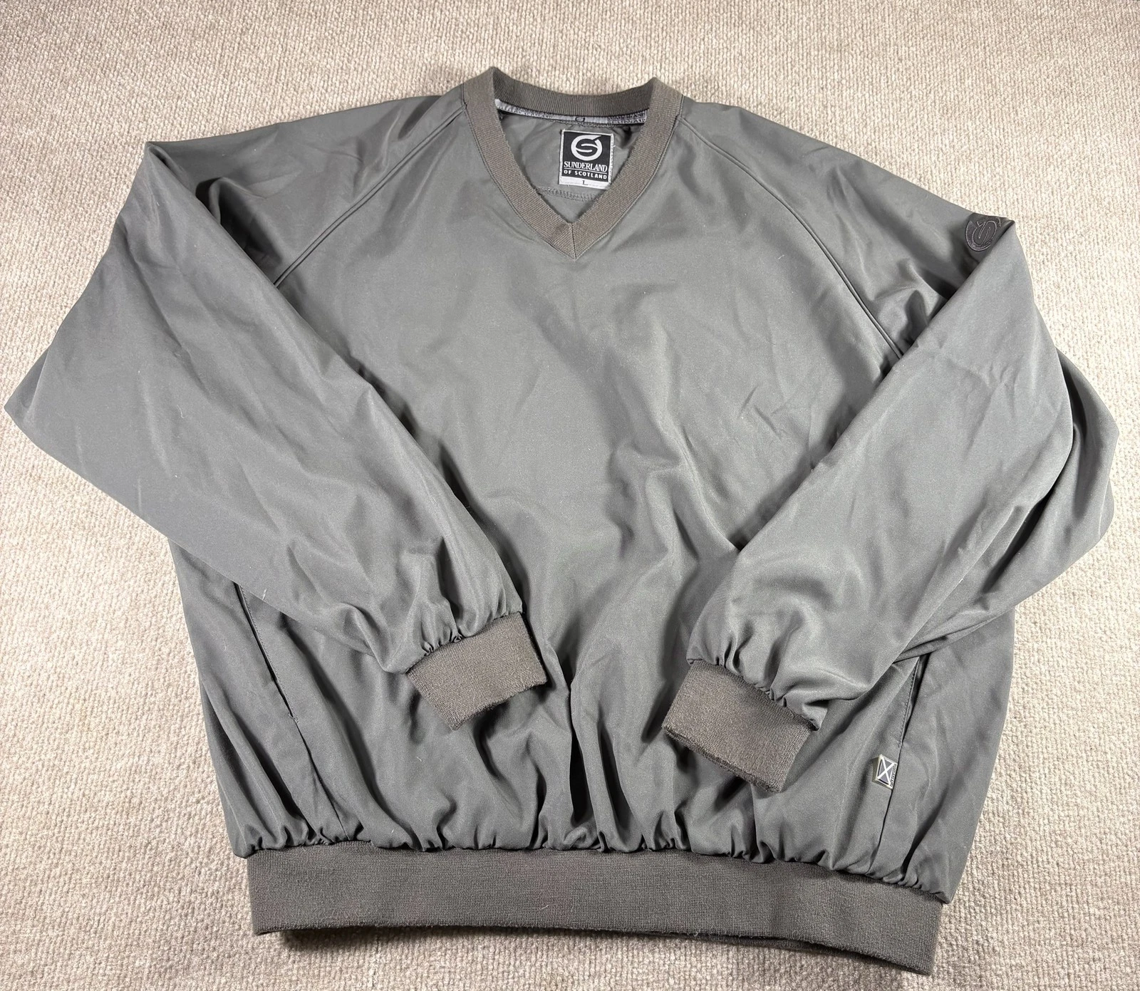 Sunderland Of Scotland Pullover Mens Large Gray Windbreaker Golf Jacket USA Poly image 1