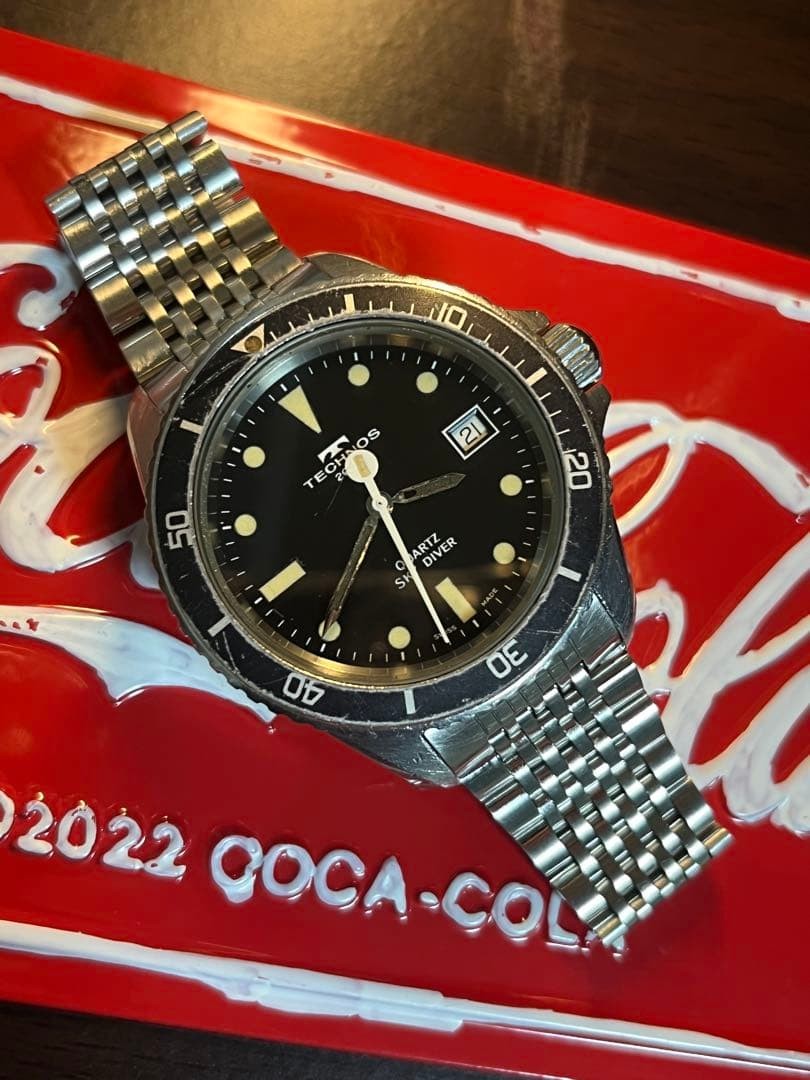 TECHNO 7381001 Sky Diver Watch 41mm 1980s Vintage 19mm Lug Working Rare