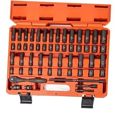  02437A 1/4 Drive Impact Socket Set Metric & Standard, Deep & Shallow 54 Piece