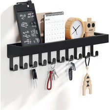 Schlüsselbrett Holz mit 10 Haken und Ablage für Flur und Küche