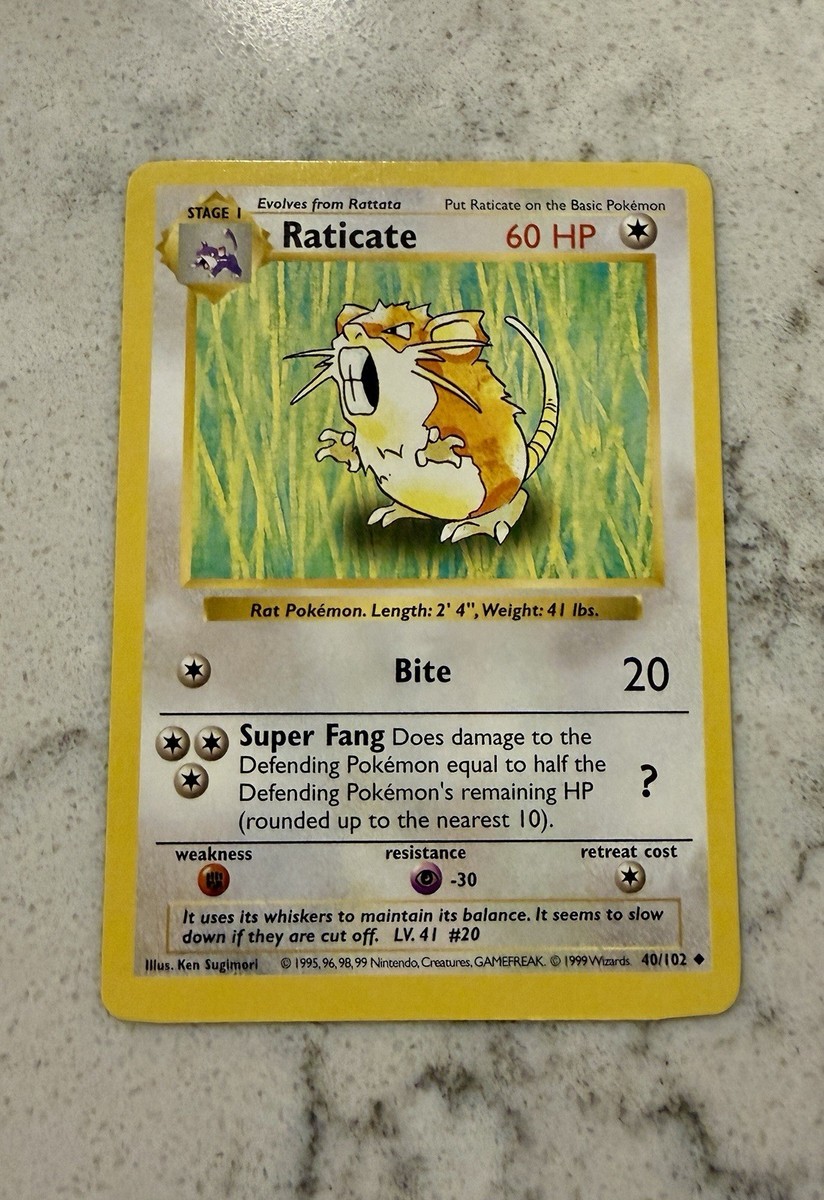 Rattta　コラッタ ●シャドウレス　Shadowless ウィザーズ Pokémon TCGBase Set Raticate & Rattata SHADOWLESS 40/102 61/102