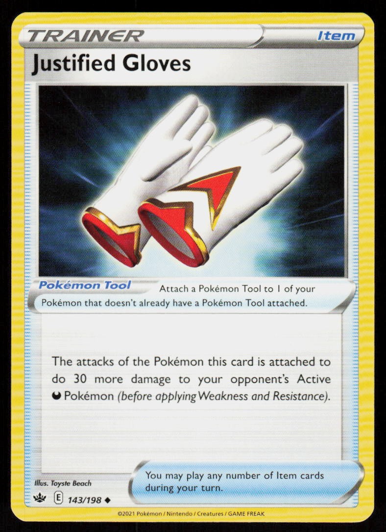 Justified Gloves 143/198 Uncommon Chilling Reign Pokemon Near Mint