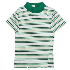 Vtg 70s Boys Sears Green White Striped USA T Shirt Size 6X /Stains