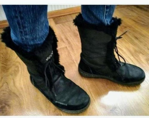 Women Ecco Boots Black Nubuck 37.5