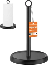 Paper Towel Holder Countertop, Stainless Steel, Weighted Base, Black 