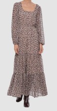 Bagatelle Women's Beige Scoop-Neck Tiered Maxi Dress Size 8