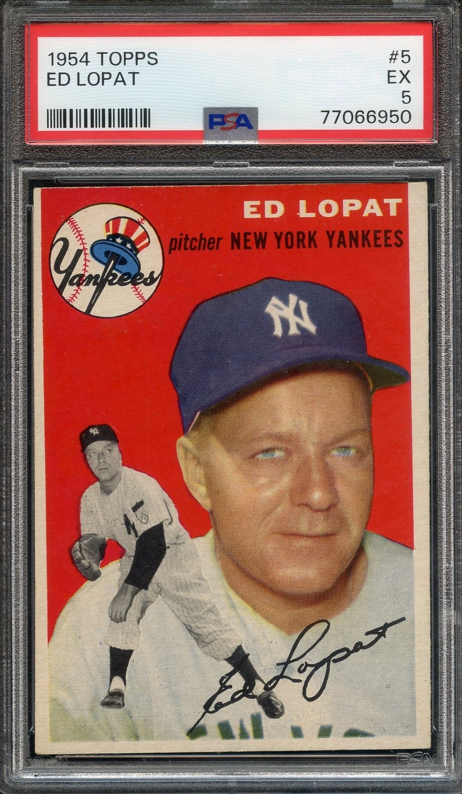 1954 Topps #5 Ed Lopat PSA 5 New York Yankees 6950
