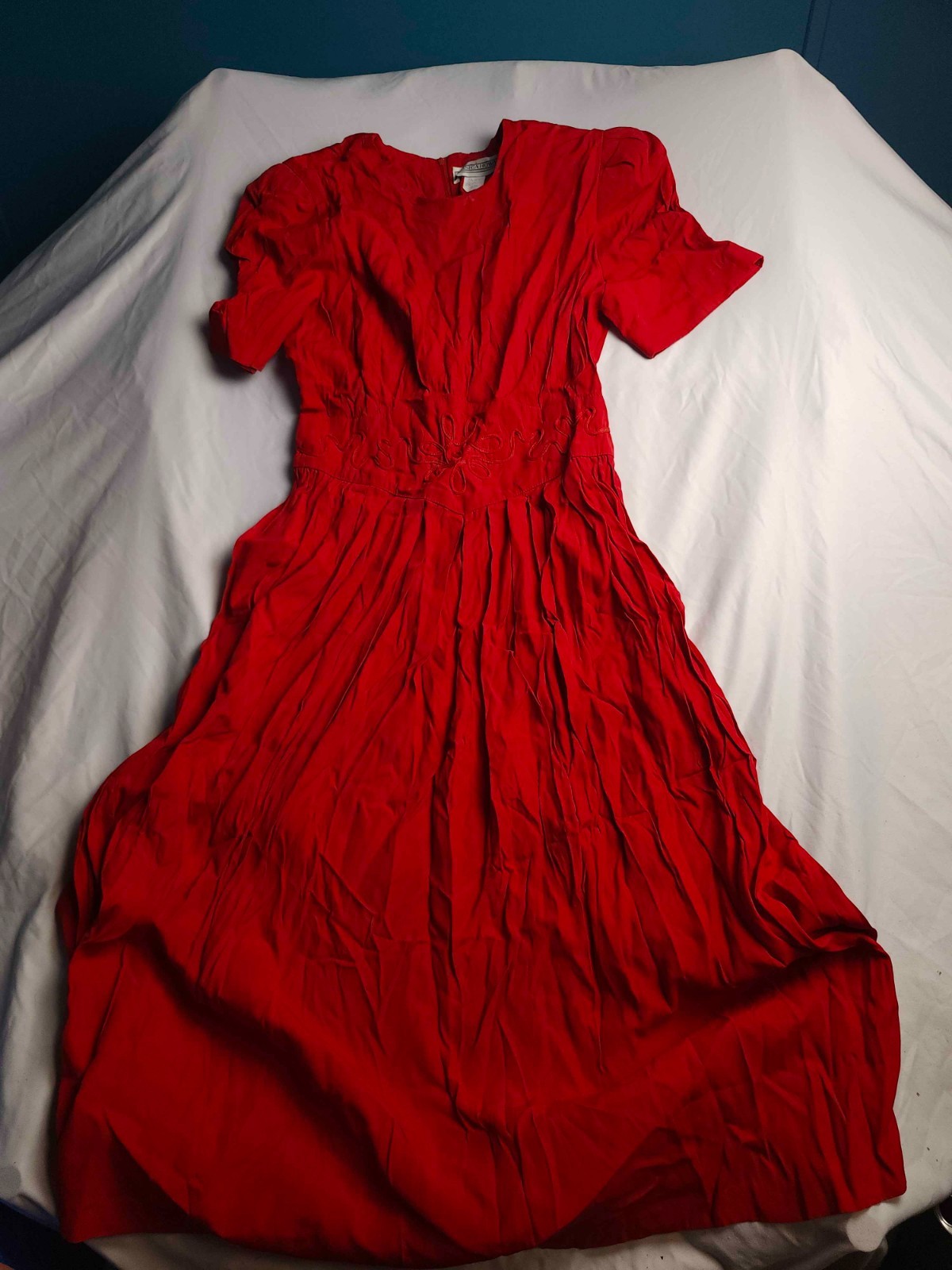 Vintage 80s 90s Jessica Howard Dress 16 Red Dark Romantic Whimsigoth Embroidered