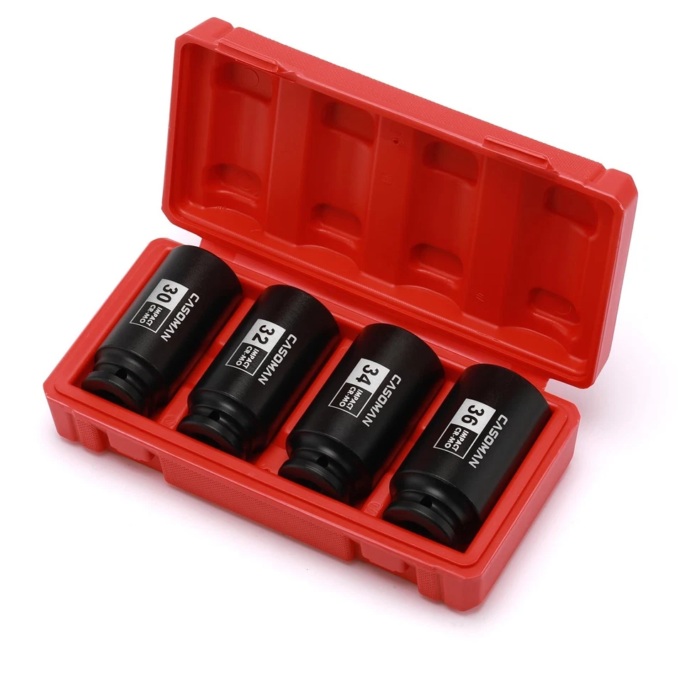 1/2-Inch Drive Deep Spindle Axle Nut Impact Socket Set,12 Point Metric, CR-MO... - Image 2 of 4