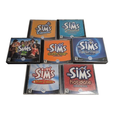 The Sims & Sims 2 pc cd-rom game & expansions lot 7 Vacation Superstar Hot Date