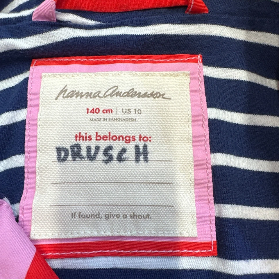 Chaqueta con Capucha Hanna Andersson Niñas Niños 140 EE. UU. 10 Rosa Rojo Rayas Cremallera Completa * Foto 2 de 4