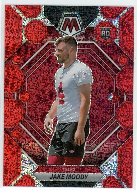 Jake Moody 2023 Panini Mosaic #326 Rookie 49ers Michigan Red Sparkle RC