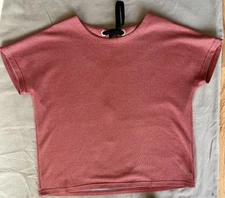 Frnch Paris Top Women’s Medium Red & Gold Striped Back Tie Up On Neckline