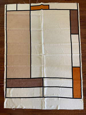 Amazing Vintage Mid Century Modern ''Symphonic'' Mondrian Hand Print Fabric Panel!