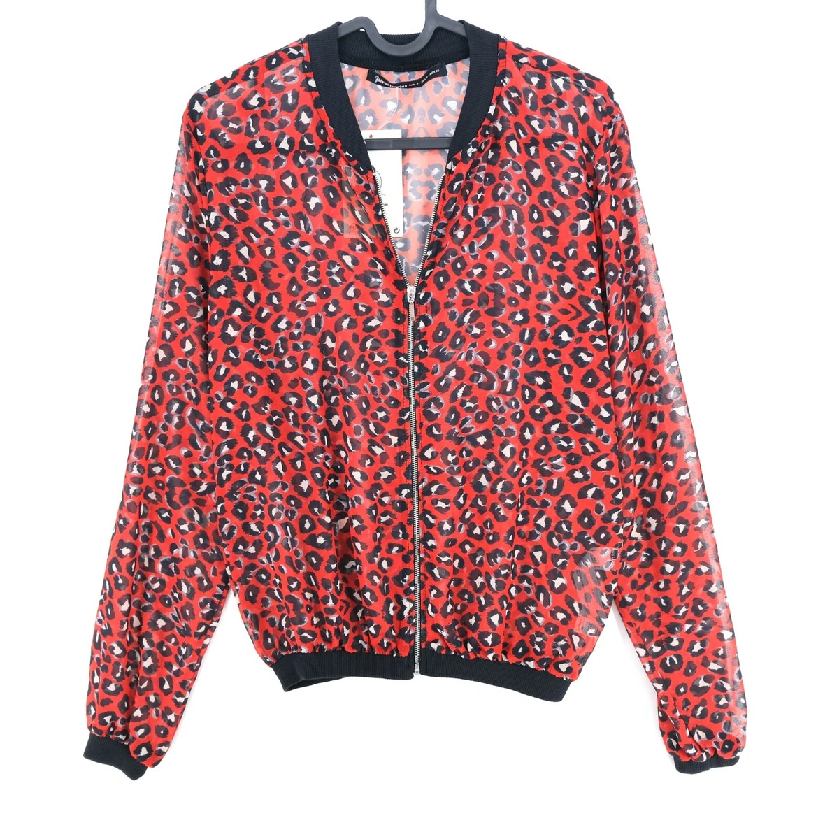 Stradivarius Rosso Nero Cerniera Intera Cardigan Giacca Taglia S