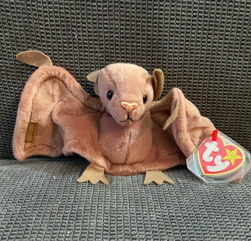 RARE 1996 Ty Beanie Babies "Batty" the Brown Bat with tag error  - Bild 1 von 5
