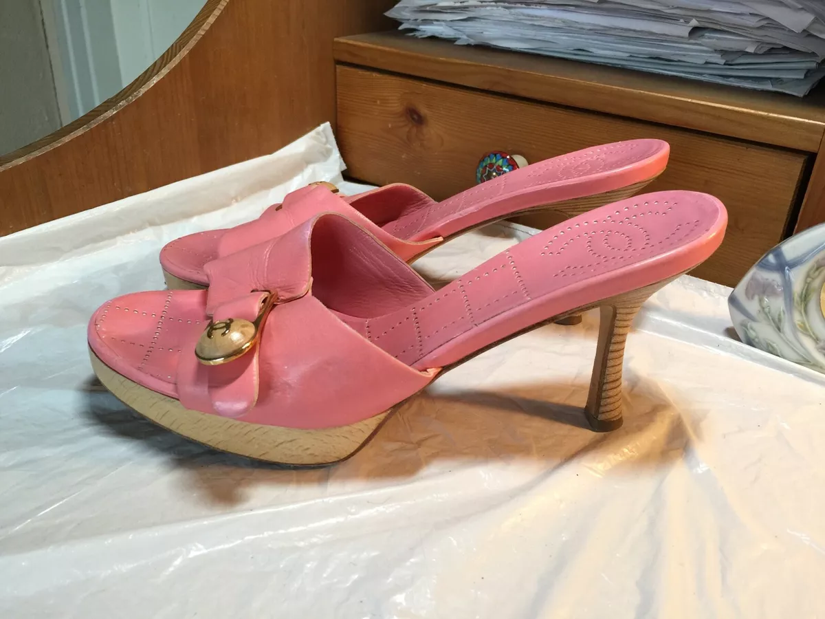 Chanel Vintage Pink & Black Mules