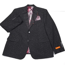 $295 Tallia Vaille Black & Silver Shimmer Blazer Jacket Mens Size 44S