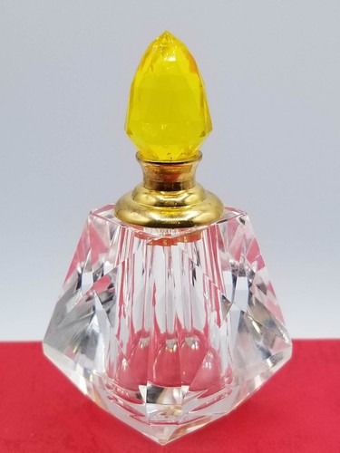 Bottiglia di profumo astratta in cristallo taglio piombo pesante e Dauber. Scatola orig - Foto 1 di 14