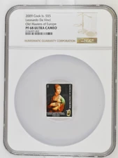 5 DOLLARS 2009 COOK ISLANDS LEONARDO DA VINCI OLD MASTERS SILVER PROOF NGC PF68