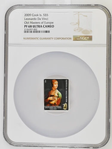 5 DOLLARS 2009 COOK ISLANDS LEONARDO DA VINCI OLD MASTERS SILVER PROOF NGC PF68