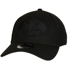 Batman Symbol Black on Black New Era 39Thirty Fitted Hat Black