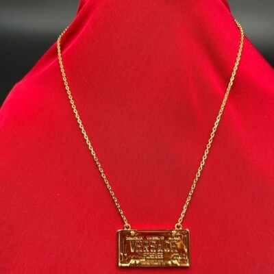 Versace GOLD-TONE NUMBER PLATE NECKLACE | eBay