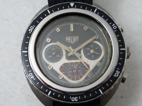 SUPER RARE HEUER DIVERS CHRONOGRAPH AUTOMATIC VALJOUX 7736 FANCY DIAL VINTGE 60s - Picture 3 of 12