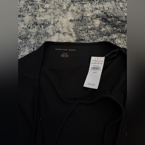 BNWT SM American Eagle Black Ribbed Halter Top - Picture 4 of 9