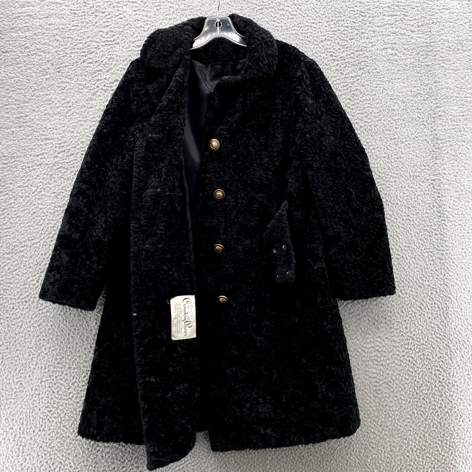 Abrigo de piel sintética vintage para mujer mediano negro ceñido trinchera academia clásico chic Foto 3 de 4