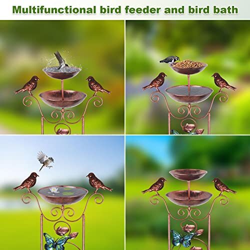 Bird Bath with Garden Trellis Outdoor, 42.5 Inch Bird Bath Feeder Bowl