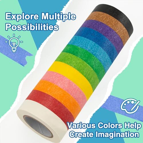 12 Rolls Colored Masking Tape 16 Yard per Roll Rainbow Colors Painters Tape eBay