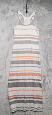 Ann Taylor LOFT Dress Womens Extra Small Grey Orange Striped Maxi Racer