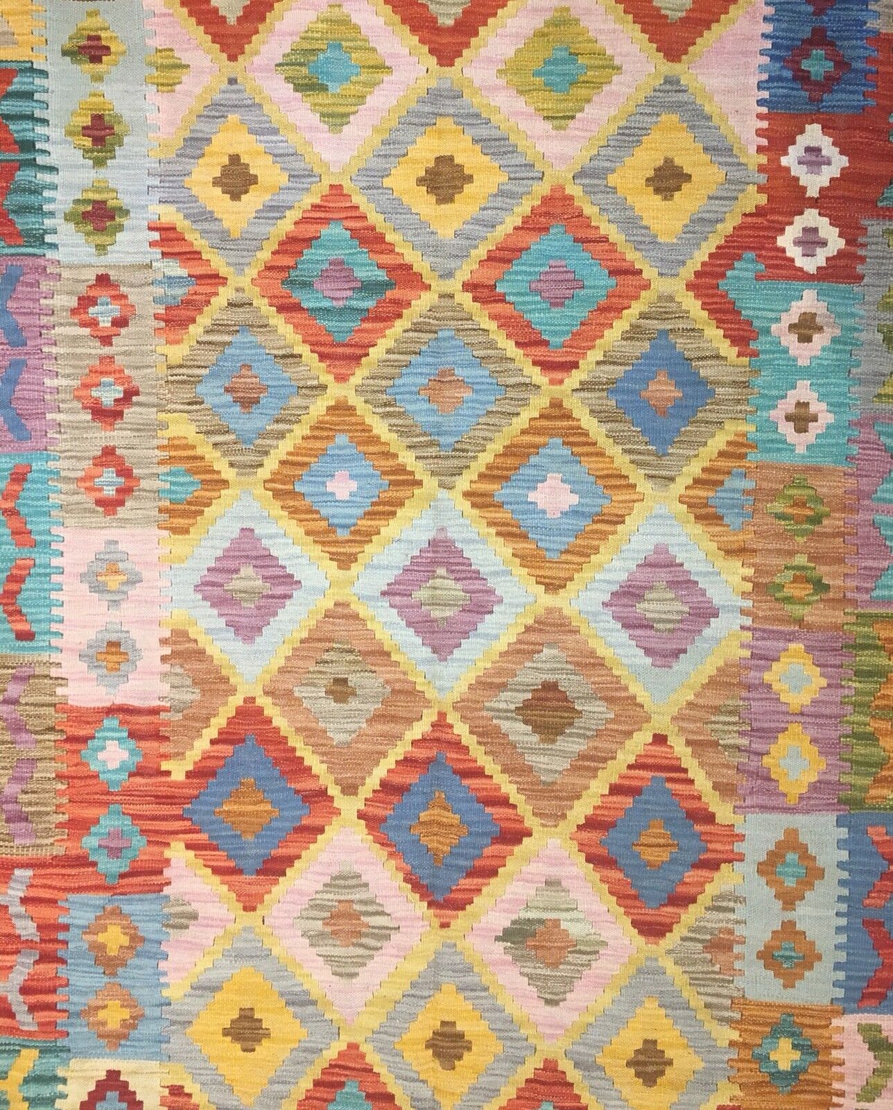 Crisp Colorful - New Kilim Rug - Flatweave Tribal Carpet - 6.6 x 10.3 ft.