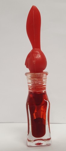 Red Easter Egg Dye Bunny Rabbit Head Stopper Glass Bottle Vintage Plastic 3.5" - Picture 3 of 16