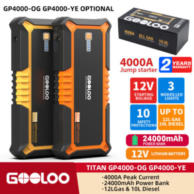  GOOLOO GP4000 Car Jump Starter SuperSafe Lithium Jump Box Portable Power Bank