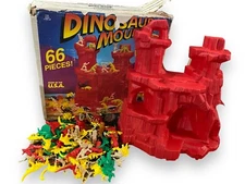 Vintage Tim Mee Toys Dinosaur Mountain Playset With Box Figures Cavemen Made USA