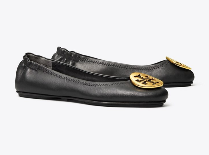 Tory Burch Minnie Travel Ballet With Metal Logo- Sz 5 (Perfect