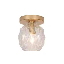 Alsy 5 in. 1-Light Soft Gold Transitional Flush Mount with Faceted Clear Glass