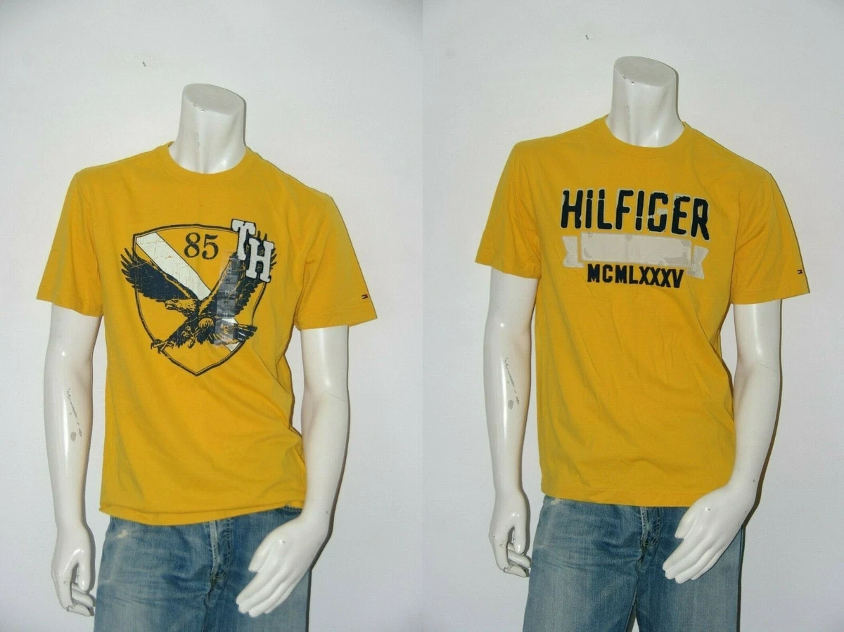 Tommy Hilfiger Men s Short Sleeve Tee T Shirt Yellow Color Medium and Xsmall