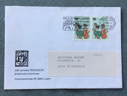United Nations UNO 1986 Geneve - used cover to Oftersheim