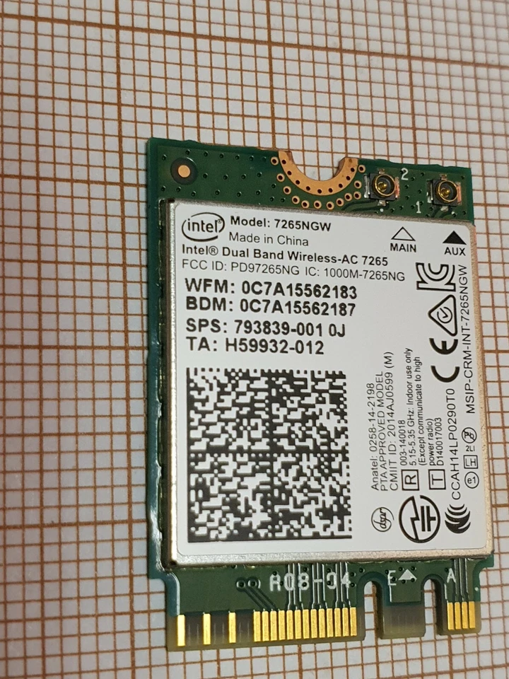 Original Acer WLAN Board 7265 M 2 2X2 AC W/Bt NEW P/N:Kl.STN01.008 - Image 2 of 4