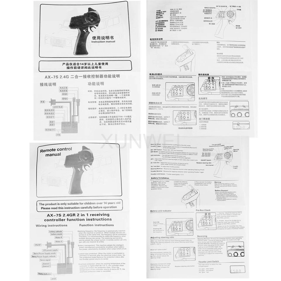 3CH 2.4GHz Transmitter Remote Control with 2 in 1 Receiver ESC for RC Car Turck - Image 4 of 4